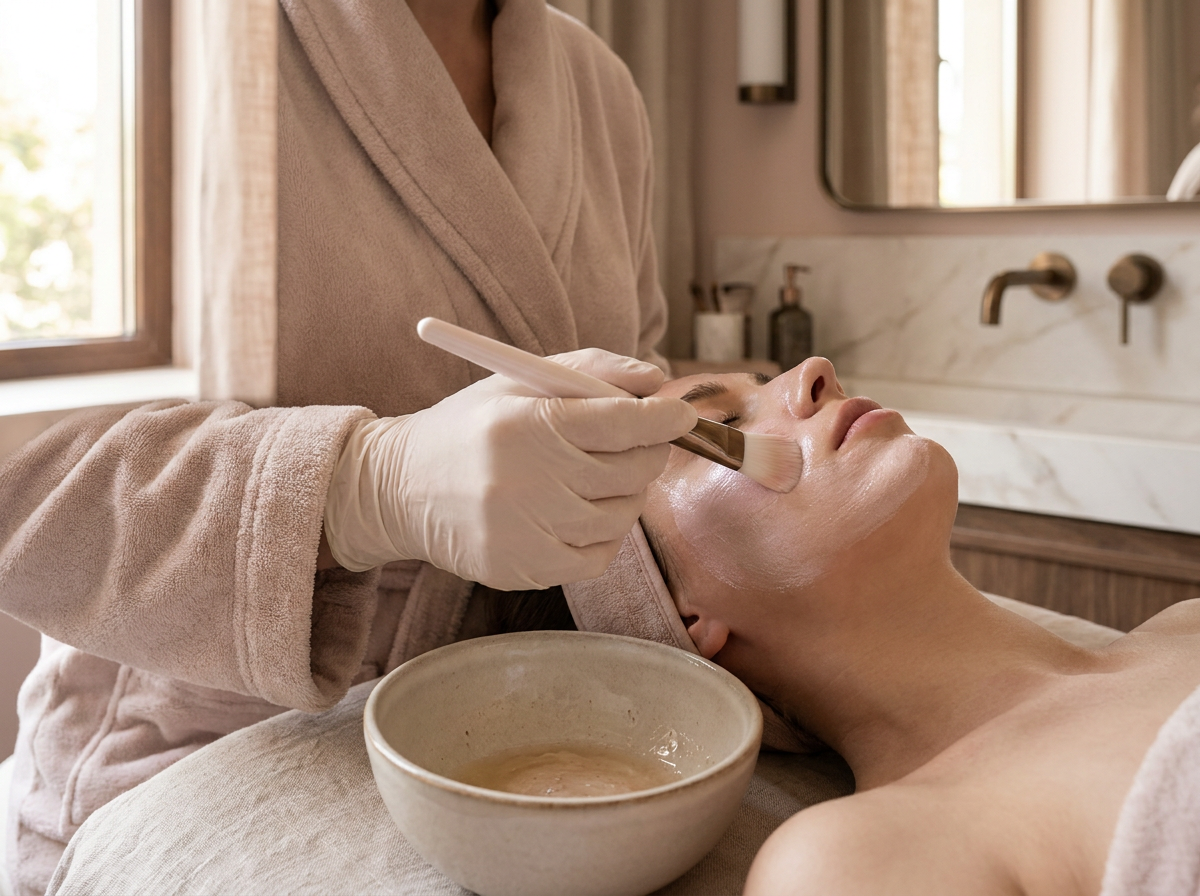Ambient Kallya Beauty Center – zonă de coafat cu oglinzi și lumini calde